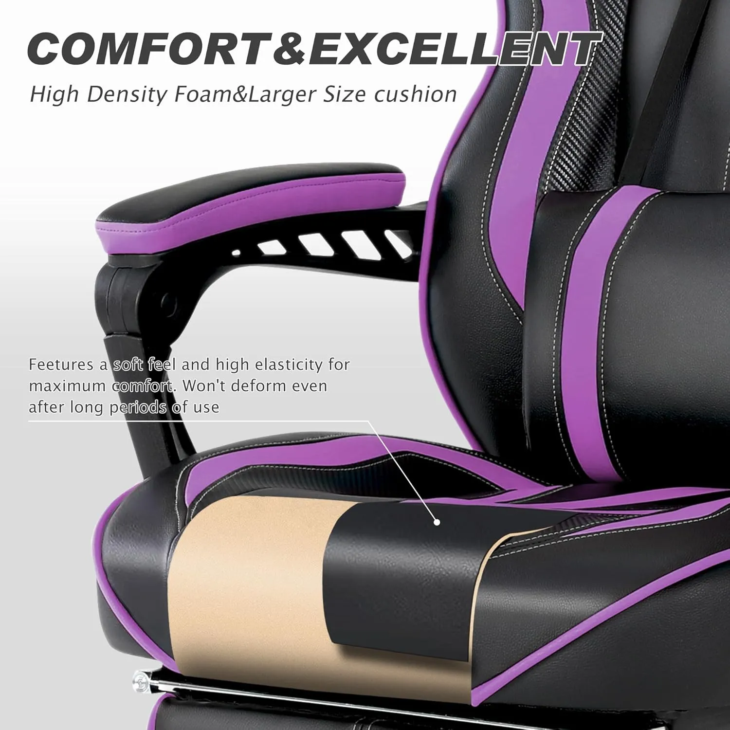 Vonesse Purple Gaming Chair with Footrest,Reclining Computer Gaming Chairs for Adults,Ergonomic Gamer Chair with Massage,Big and Tall PC Game Chair(Purple/Black)