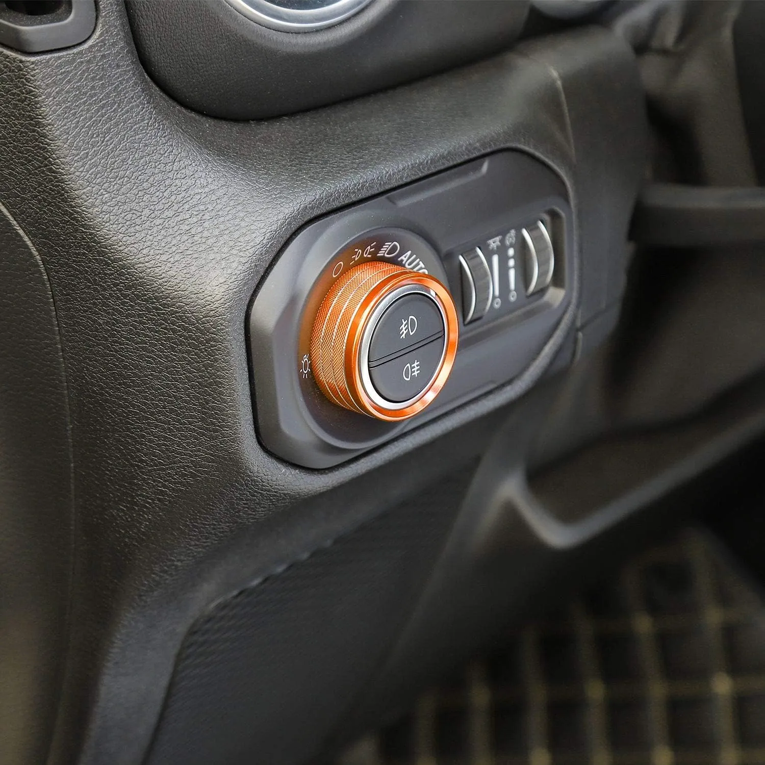 Voodonala Air Conditioner Headlight Center Consoles Switch Knob Cover Trim for 2018-2025  Jeep Wrangler JL JLU Gladiator JT 4xe Interior Accessories Orange Aluminum Alloy 4pcs