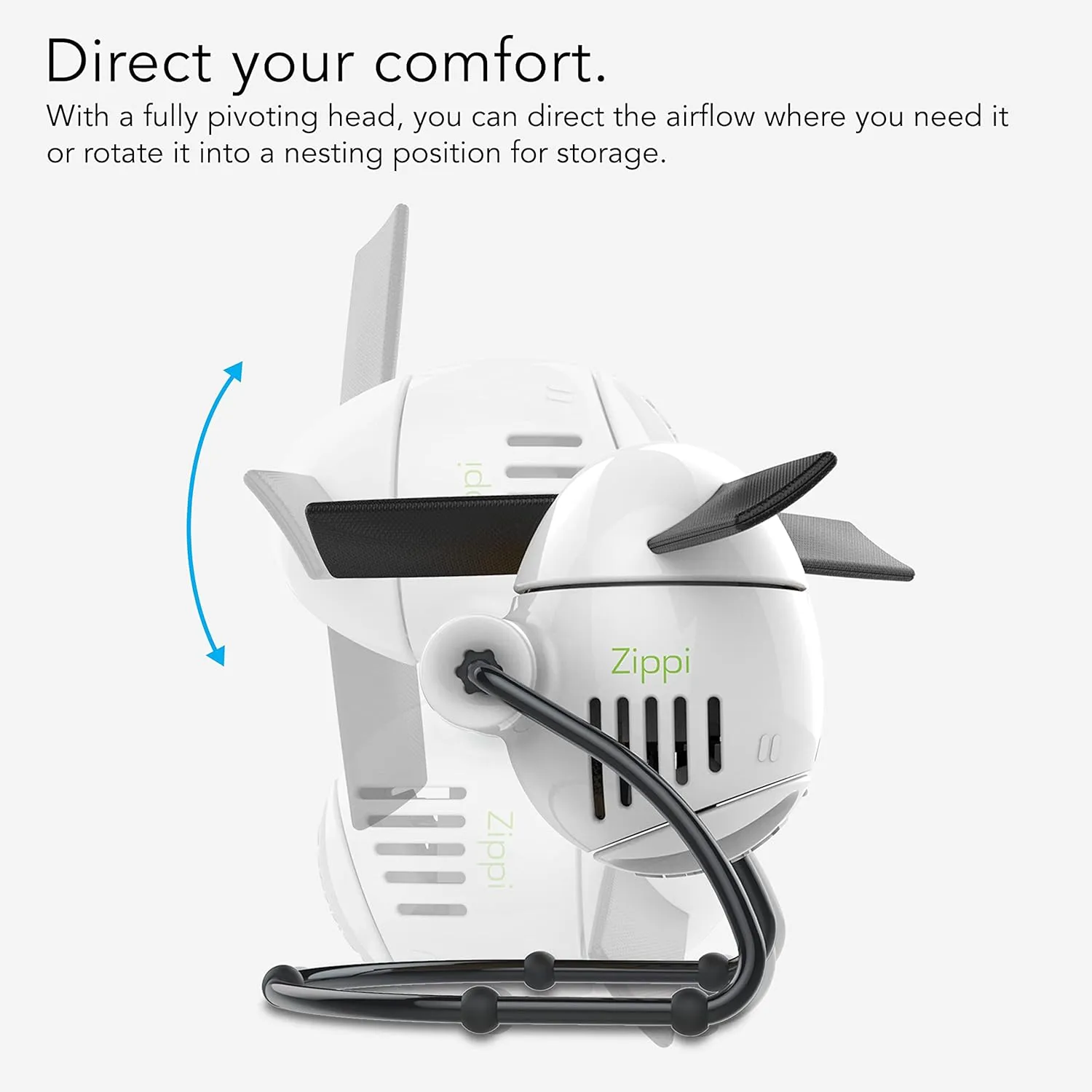 Vornado Zippi Small Personal Fan | Foldable Cooling for Desk, Nightstand, Tabletop, Travel and More| 2 Speeds & Soft Blades | Ice White