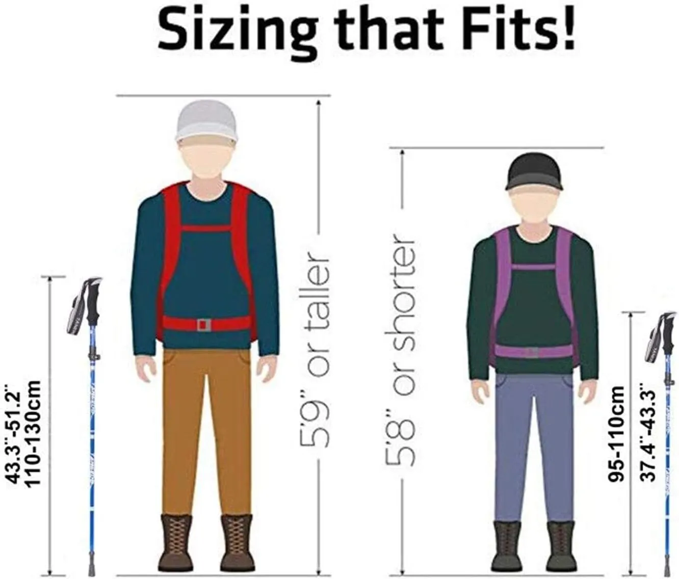 Walking Stick Trekking Poles Collapsible Hiking Poles - Auminum Alloy 7075 Trekking Sticks,Antishock and Quick Lock System, Telescopic, Collapsible, Ultralight