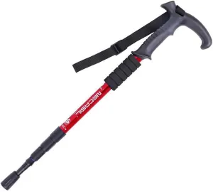Walking Stick,Trekking Poles Walking Folding Cane with T Handle,Antishock,Quick Lock,Telescopic,Collapsible, Ultralight for Men Women, red