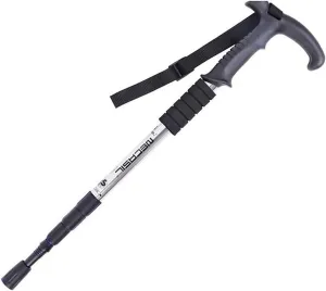 Walking Stick,Trekking Poles Walking Folding Cane with T Handle,Antishock,Quick Lock,Telescopic,Collapsible, Ultralight for Men Women, silver