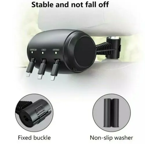 W&A Tech Multi Car Retractable Cord 3 in 1 Power Charging Station Car Charger