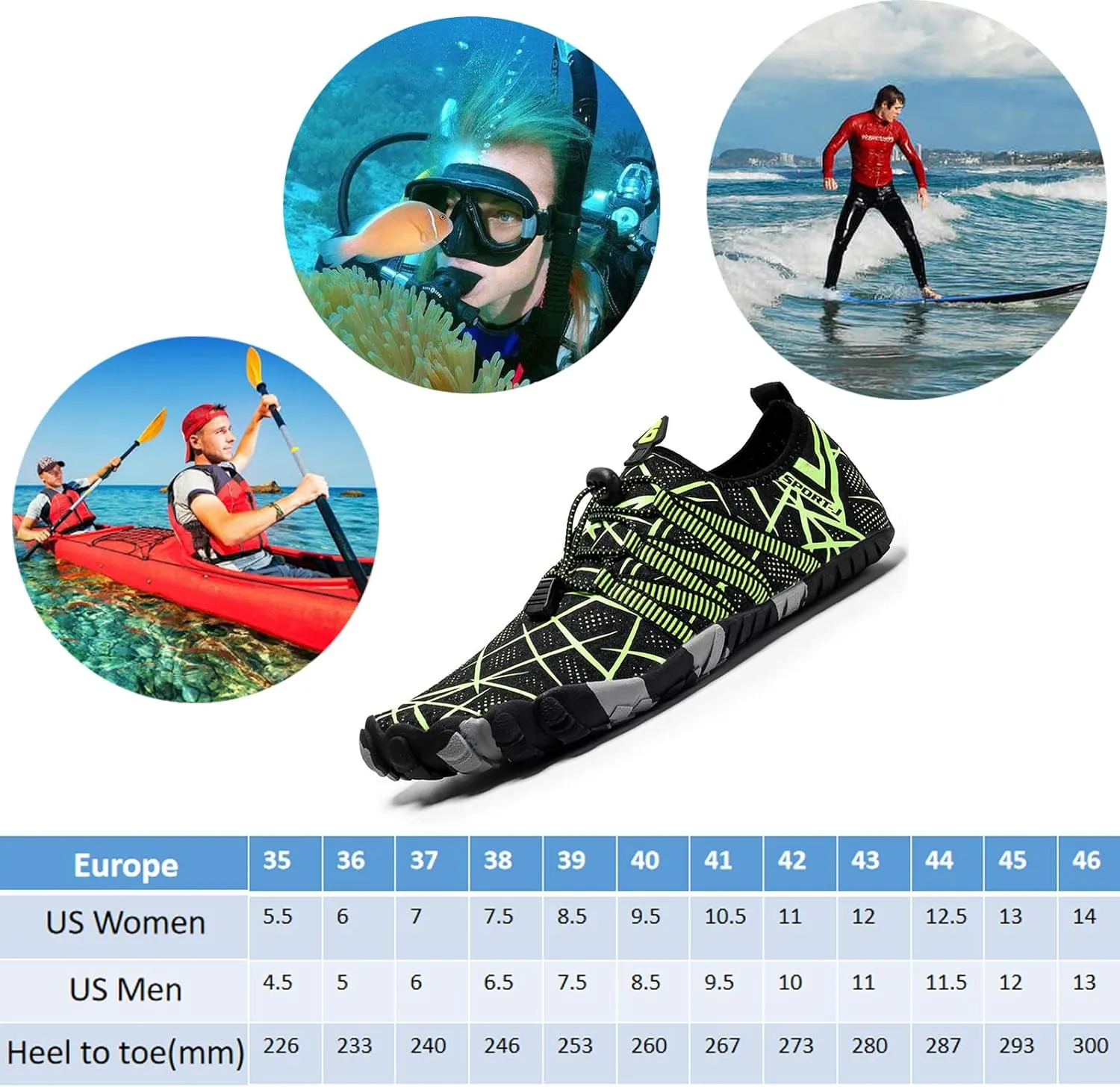 Water Shoes Men Women Barefoot Shoes Outdoor for Beach Aqua Swim Pool River Water Quick Dry Boating Fishing Diving Surfing with Yoga Aerobics