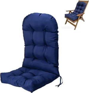 Waterproof Adirondack Rocking Chair Cushion, 44in High Back Patio Cushions Indoor/Outdoor Furniture Pads with Ties (Navy Blue)