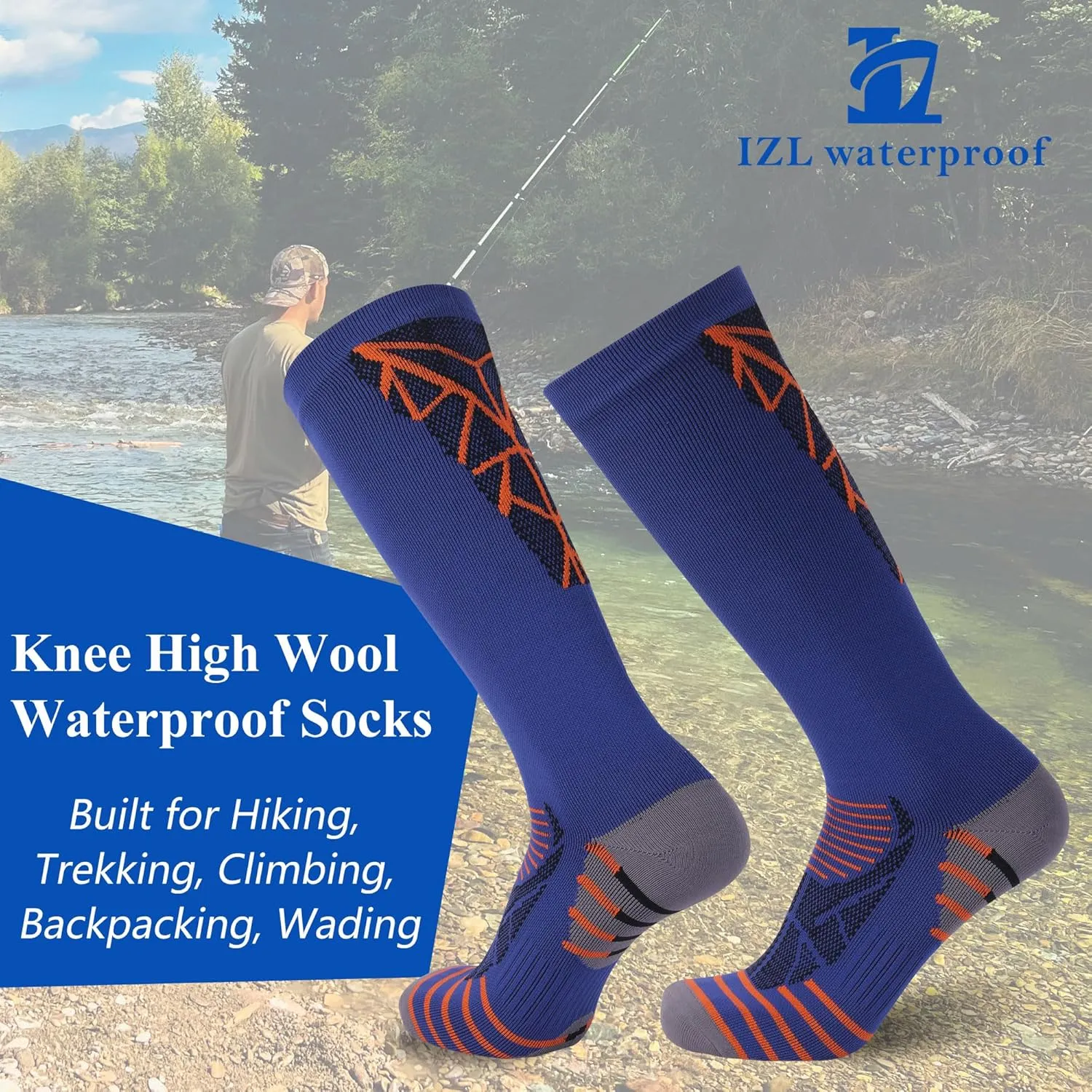 Waterproof Socks for Men Women, Outdoor Sports Breathable Waterproof Socks for Hiking Camping Wading Trekking
