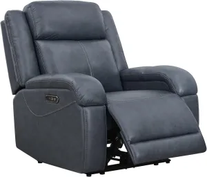 Watson & Whitely Genuine Leather Power Recliner Chairs for Adults, Wall Hugger RV Recliner with Power Headrest & Charging Ports, Electric Recliner Sofa Chair for Living Room, Navy