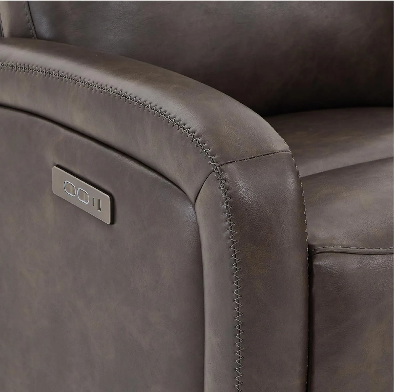 Watson & Whitely Recliner Chair, Zero Wall Reclining Sofa Chair W Power Headrest Type-C Charger, Small Faux Leather RV Recliners Home Theater Seating for Living Room, Chocolate
