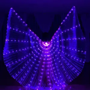 WEISIPU LED Belly Dance Wings with Stick - Glowing Performance Clothing for Carnival, Halloween, and Christmas