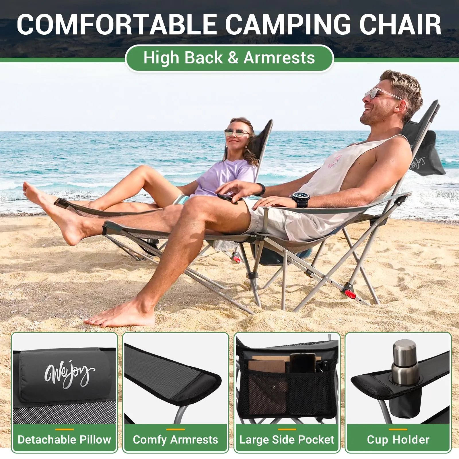 WEJOY 4-Position Reclining Camp Chair