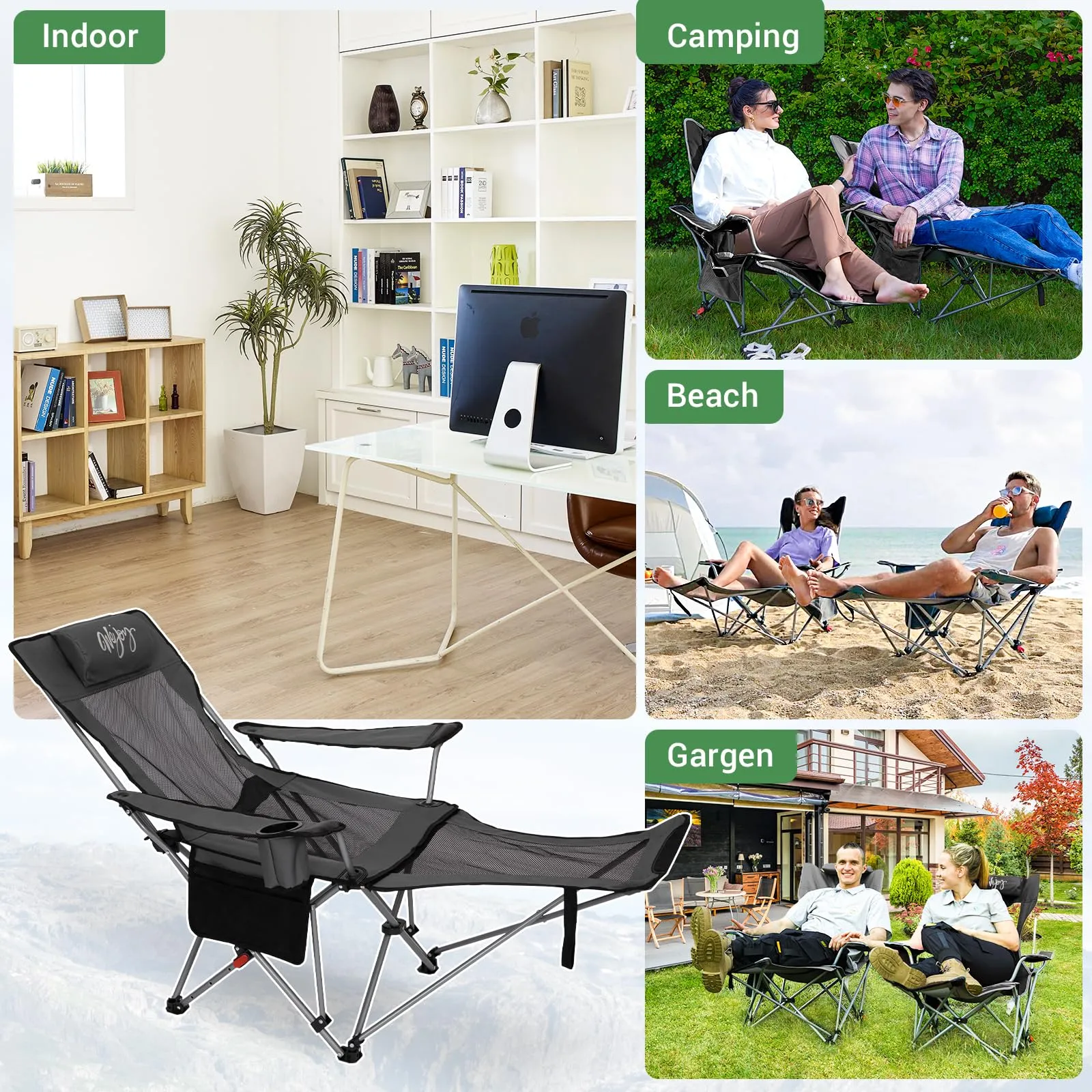 WEJOY 4-Position Reclining Camp Chair
