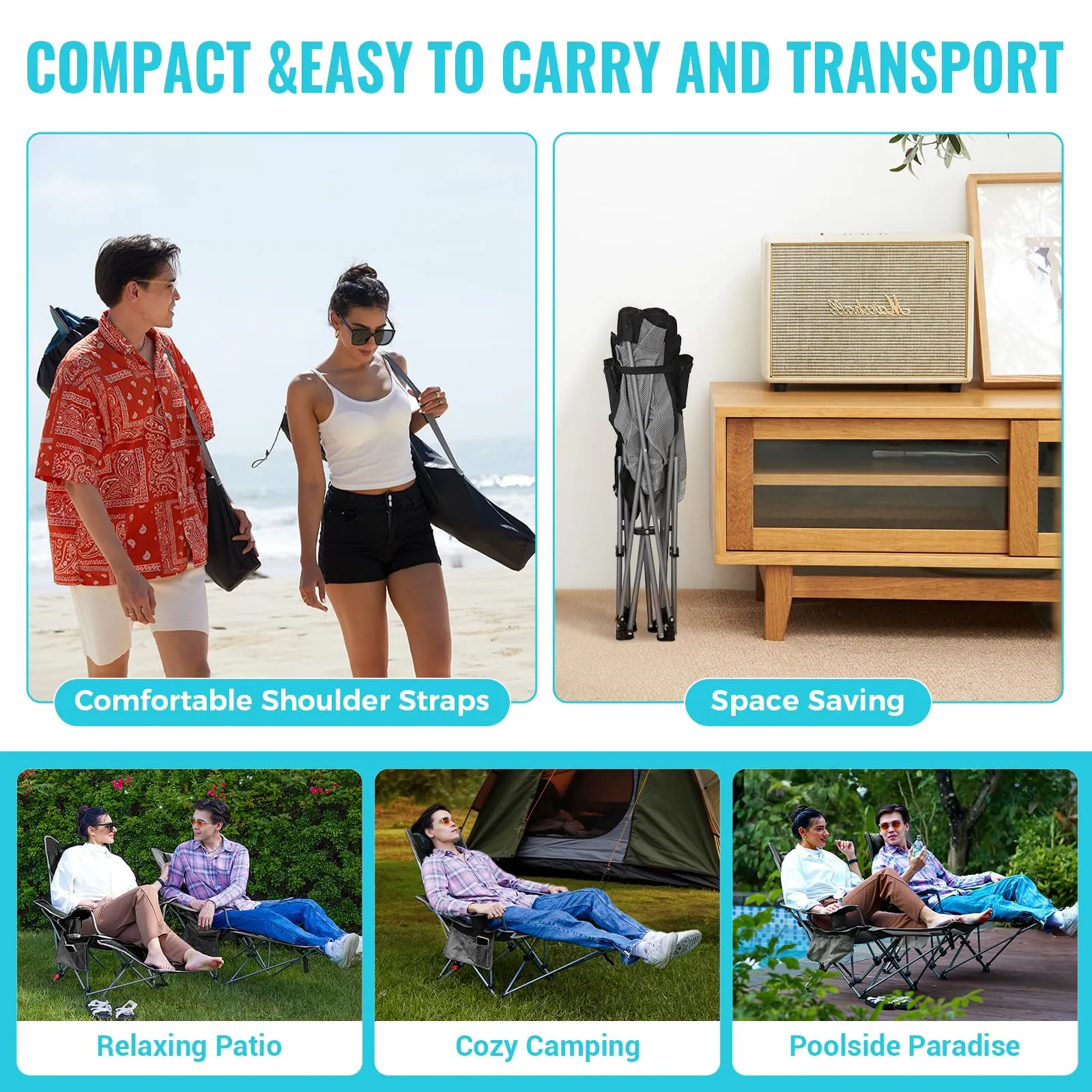 WEJOY 4-Position Reclining Camp Chair