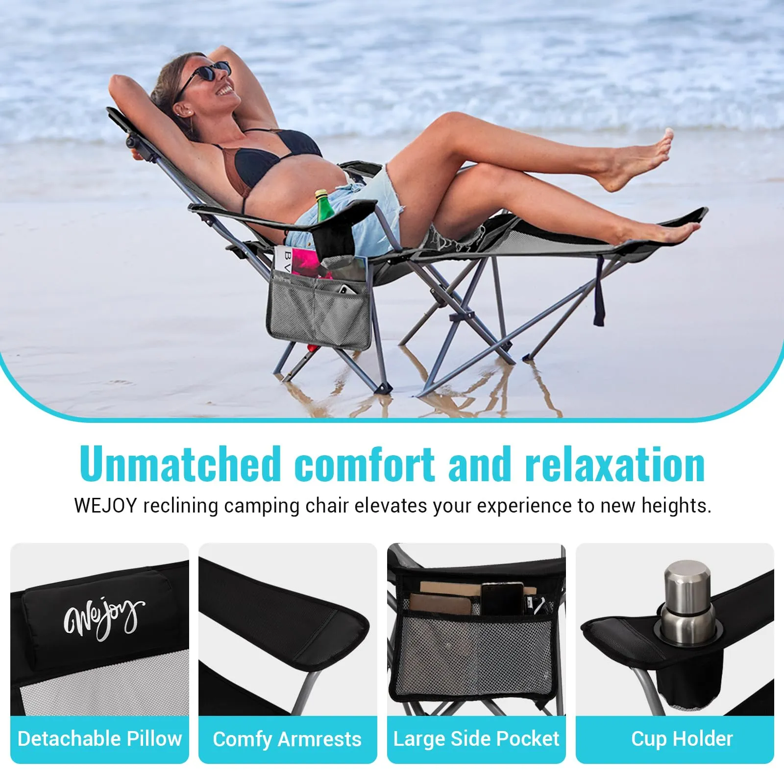 WEJOY 4-Position Reclining Camp Chair
