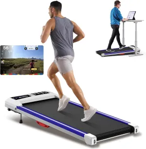 WELLFIT Walking Pad with 10% Incline, Under Desk Treadmills with Voice Control Mute Remote,Lightweight Portable Treadmill for Home Small Office, 2.5HP Quiet Walking Pads Work with KINOMAP Apple Health
