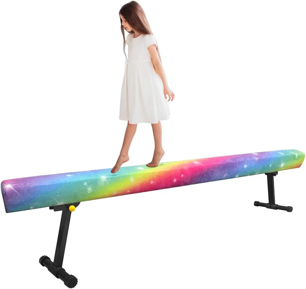 Wesky Adjustable Balance Beam,High and Low Floor Beam Gymnastics Equipment,Professional Gymnastics Beam for Kids Home Training with Foldable Legs