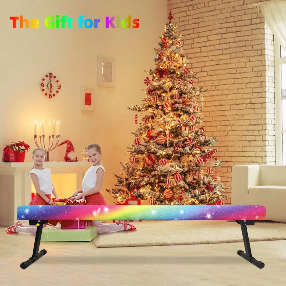 Wesky Adjustable Balance Beam,High and Low Floor Beam Gymnastics Equipment,Professional Gymnastics Beam for Kids Home Training with Foldable Legs