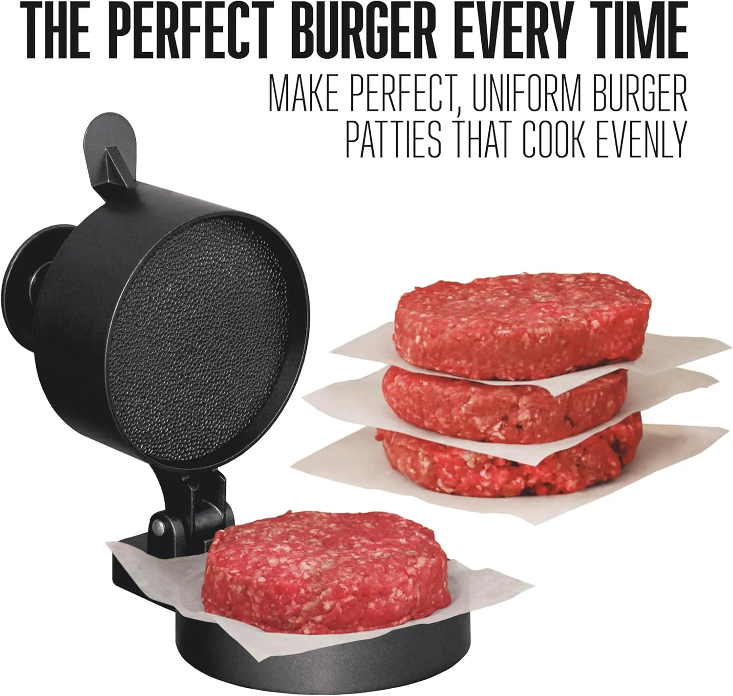 Weston Burger Press, Makes 4 1/2" Diameter Patties for Hamburger, Crab Cakes, Sausage, 1/4lb to 3/4lb, with Spring Ejector for Easy Removal, Single, Non-stick Heavy-Duty Cast Aluminum (07-0310-W)