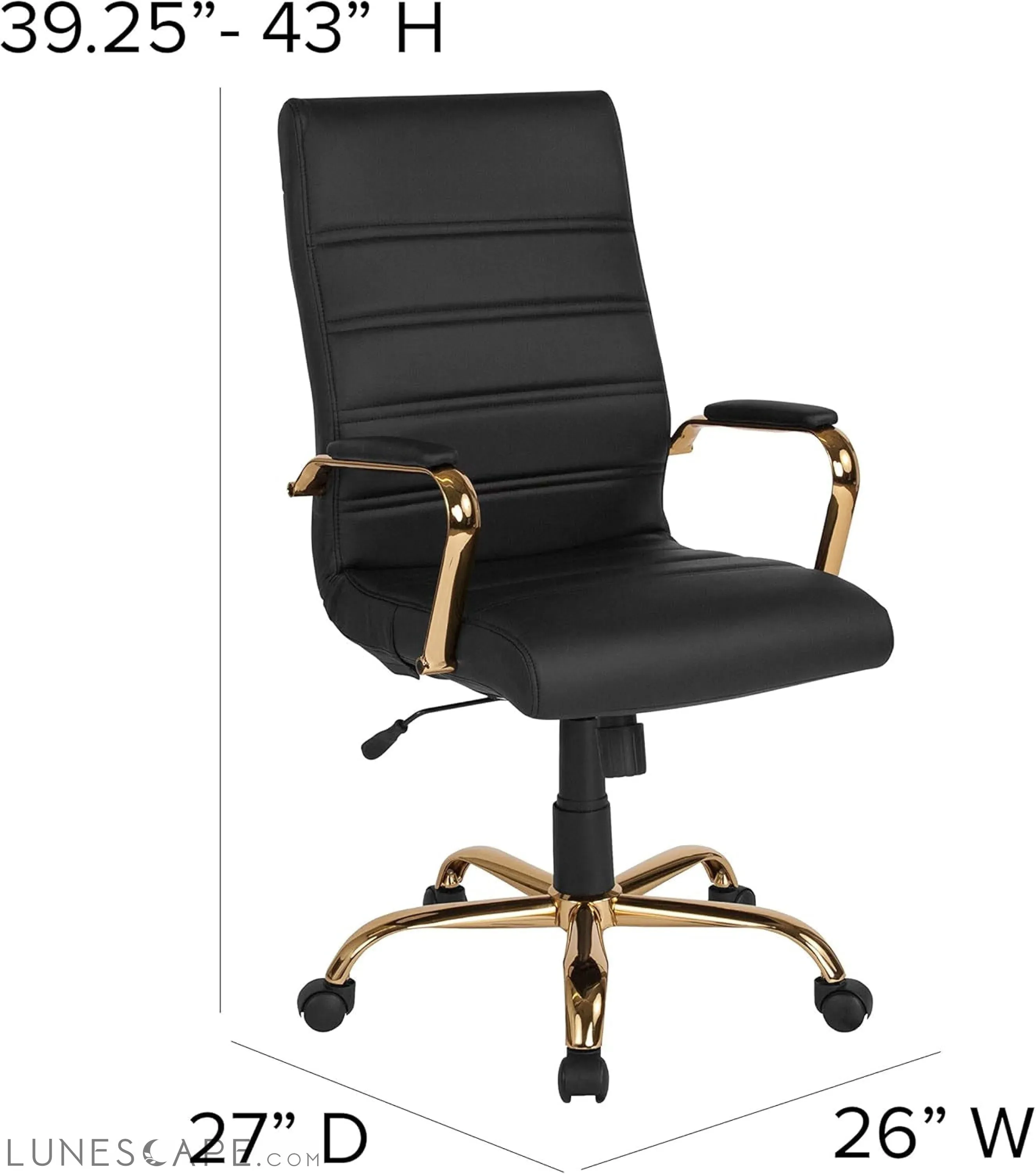 Whitney High-Back Swivel Leathersoft Desk Chair with Padded Seat and