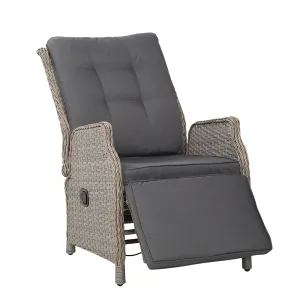 Wicker Outdoor Recliner Chair - Grey