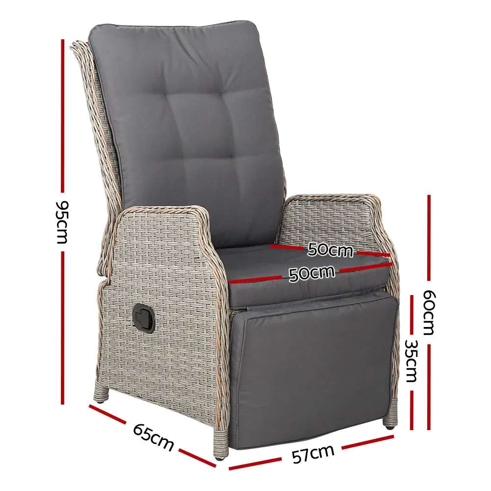 Wicker Outdoor Recliner Chair - Grey