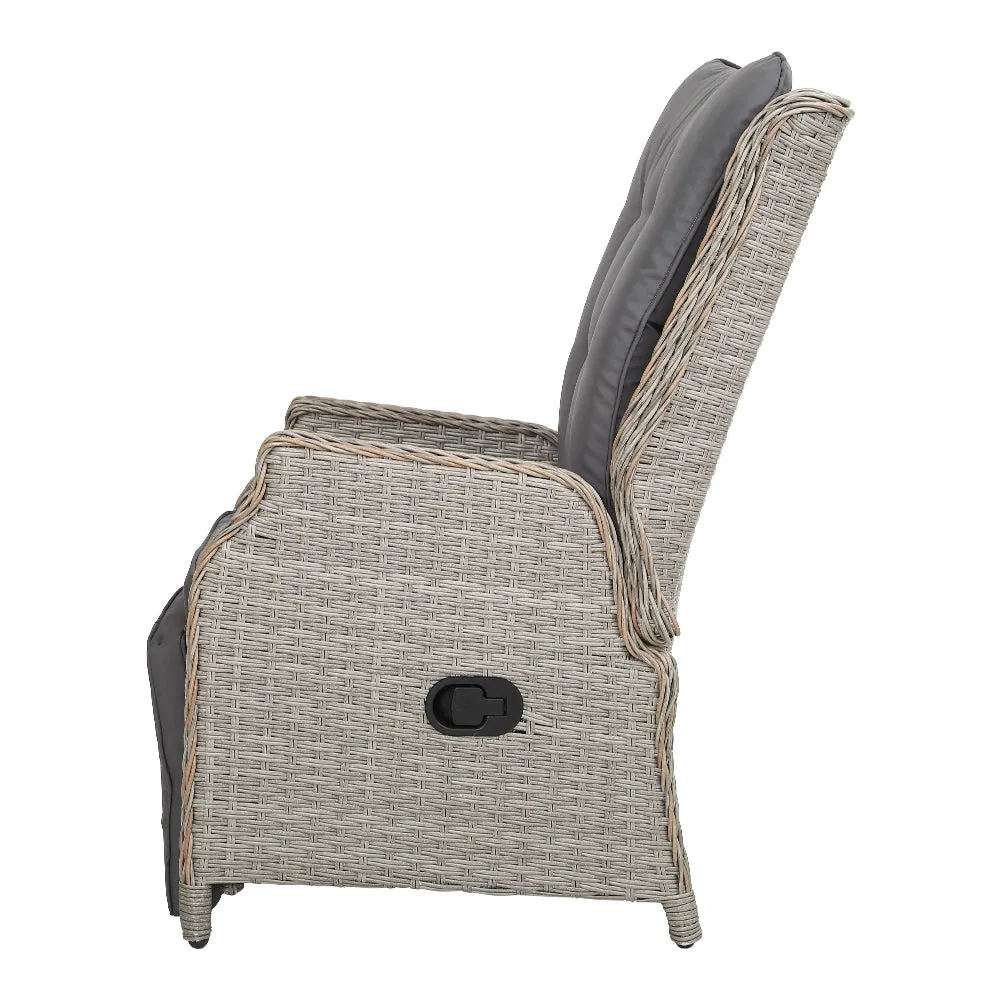 Wicker Outdoor Recliner Chair - Grey