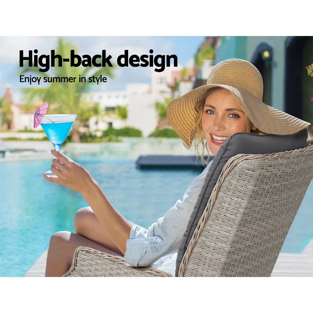Wicker Outdoor Recliner Chair - Grey