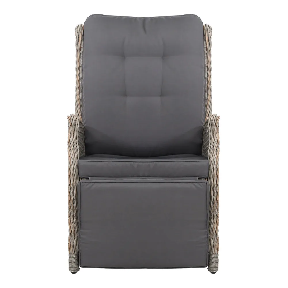 Wicker Outdoor Recliner Chair - Grey