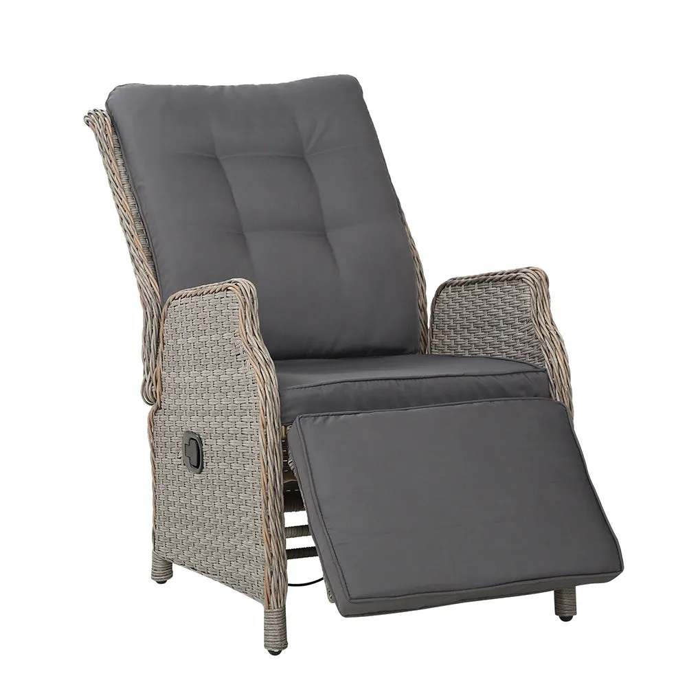 Wicker Outdoor Recliner Chair - Grey