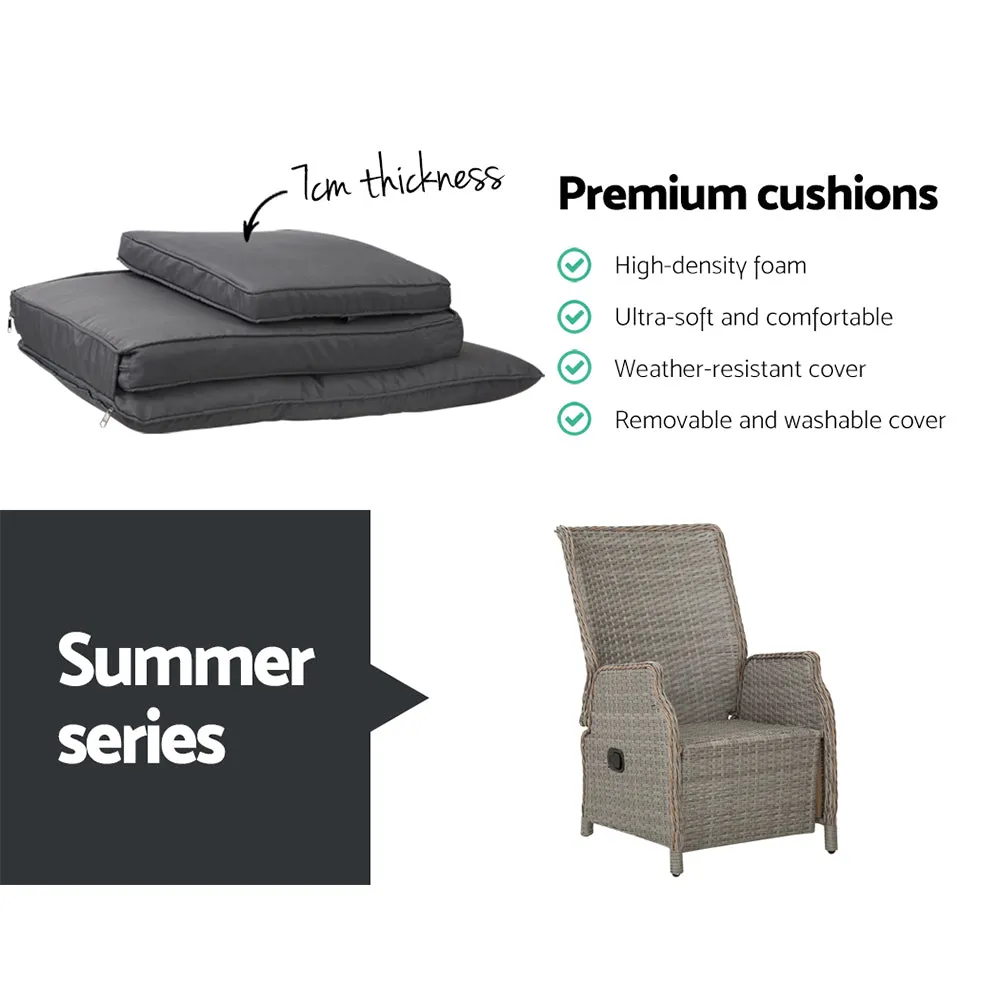 Wicker Outdoor Recliner Chair - Grey
