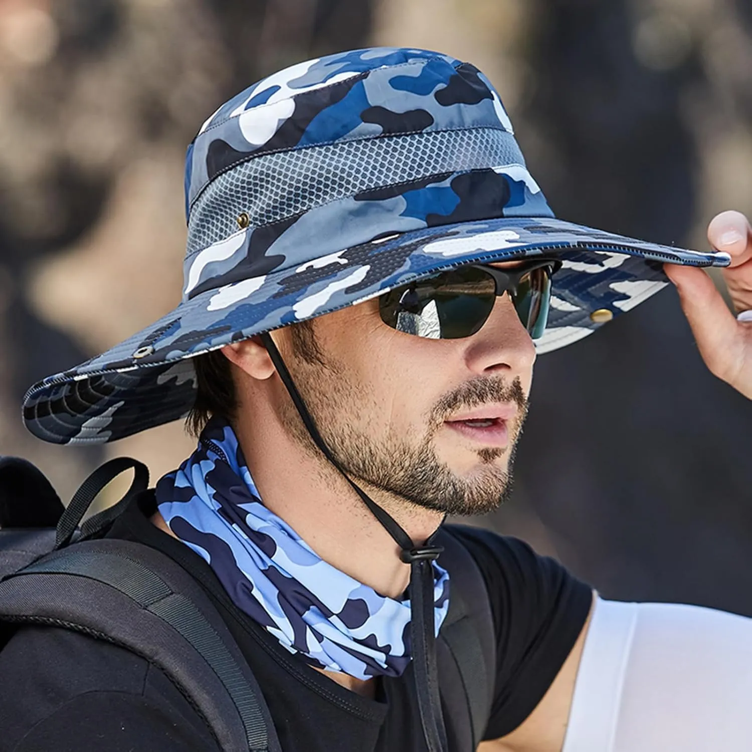 Wide Brim Military Camouflage Hat Summer Fishing Hunting Camping Hiking Cap Outdoor Sun Hat Boonie Hat