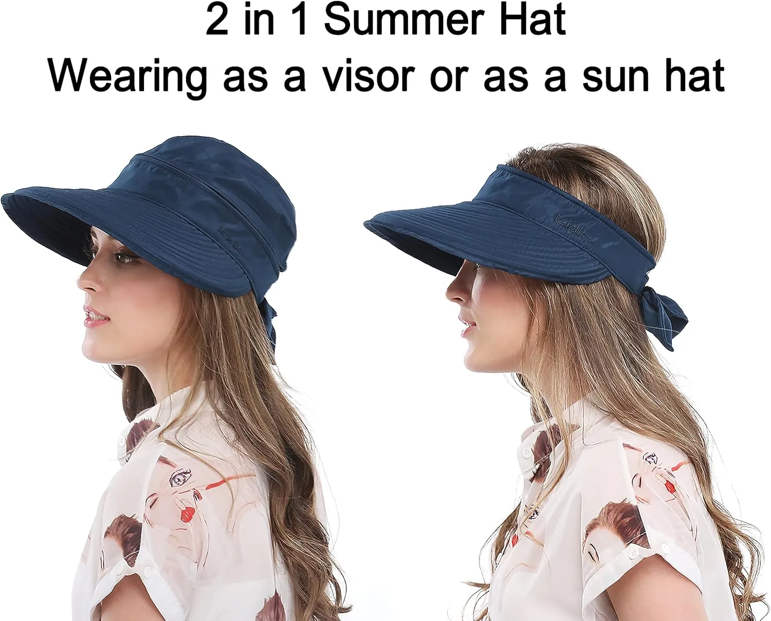 Wide Large Brim Sun Hat Summer UV Protection Thin Hat 2 in 1 Beach Sun Hat