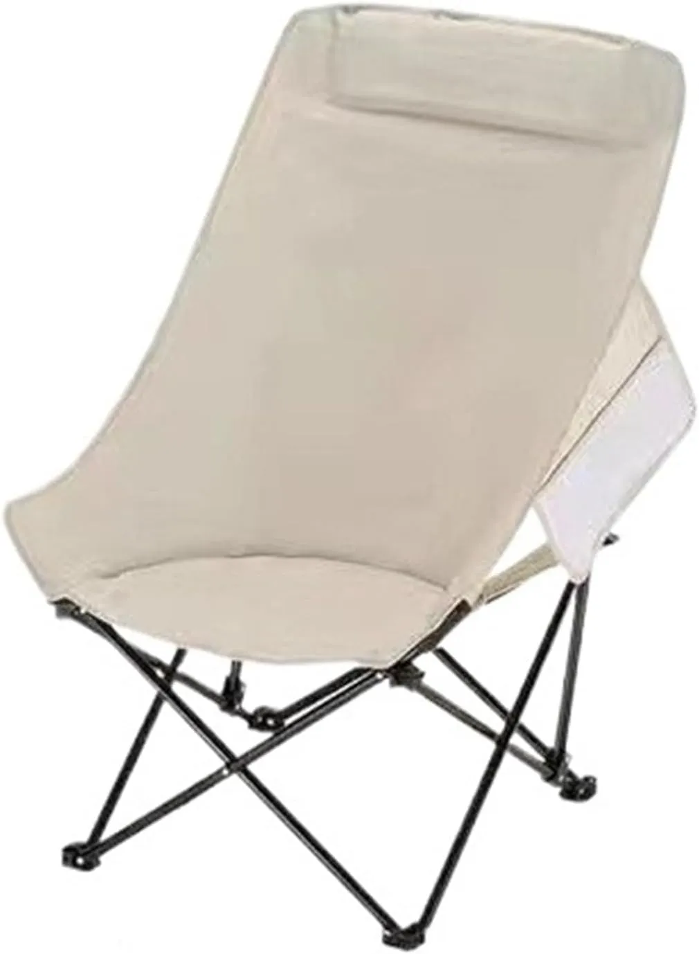Widened High Back Chair Outdoor Folding Camping Chair Multifunctional Home Portable Fishing Stool(Beige)