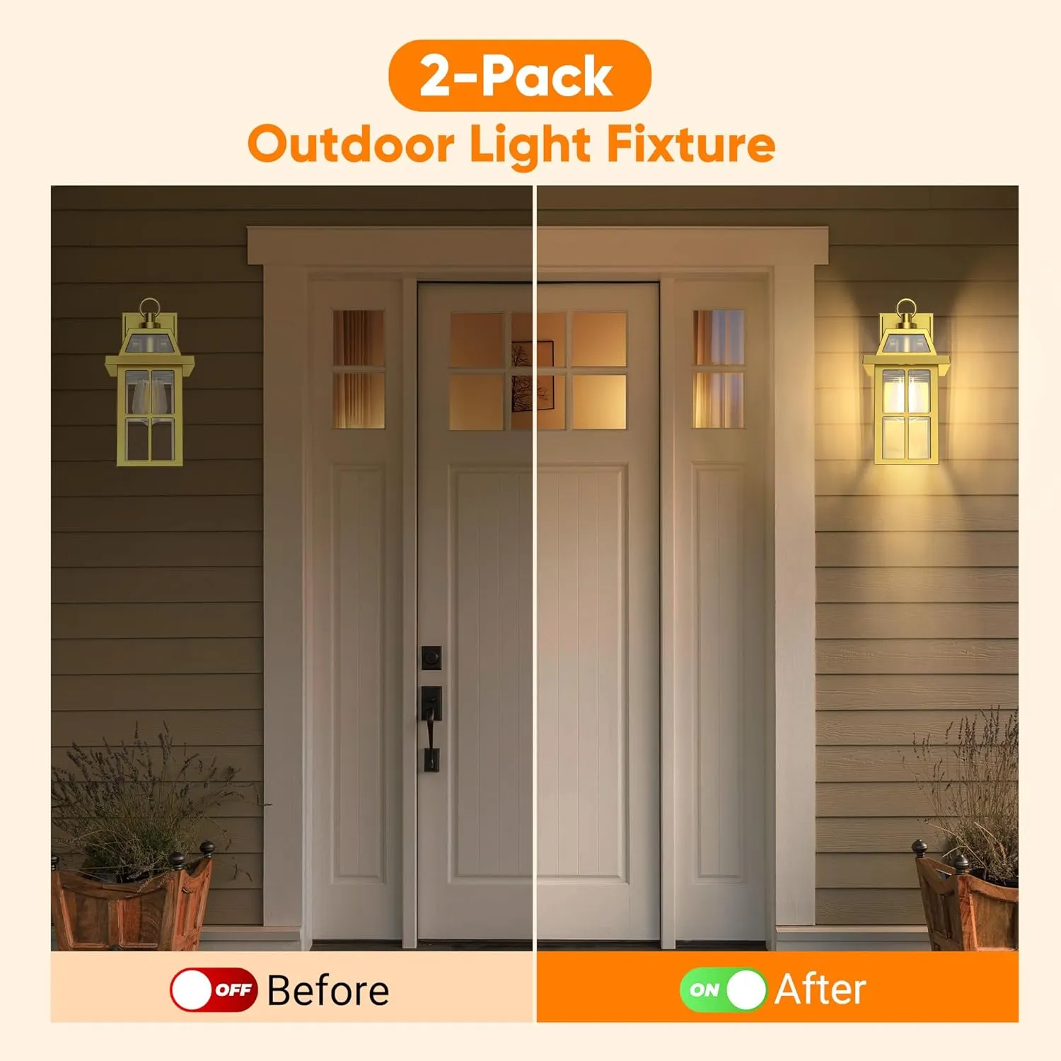 WIHTU Outdoor Wall Lantern, Porch Lights with Glass Shade, Waterproof Sconce Light, Aluminum Exterior Lighting Fixture, Anti-Rust Front Door Outdoor Lights for House, Gold