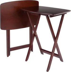 Winsome Darlene Set of 2 Foldable Snack Tables, for Living Room, 26", Walnut