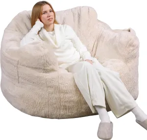 WLIVE Giant Bean Bag Chair, Bean Bag Sofa with Armrests for Adults, Bean Bag Couch with High-Density Memory Foam for Livingroom, Bedroom, Beige