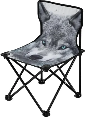 Wolf's Head Portable Outdoor Folding Chair Anti-Slip Padded Oxford Cloth Stool Camping Chair Small for Beach Hiking Fishing Gardening Quad Camp Chair