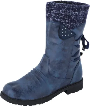 Women Snow Boots Knit Calf Waterproof Winter Boots Non Slip Fully Fur Booties Winter Warm Outdoor Ankle Boots Comfortable Winter Shoes Trekking Shoes