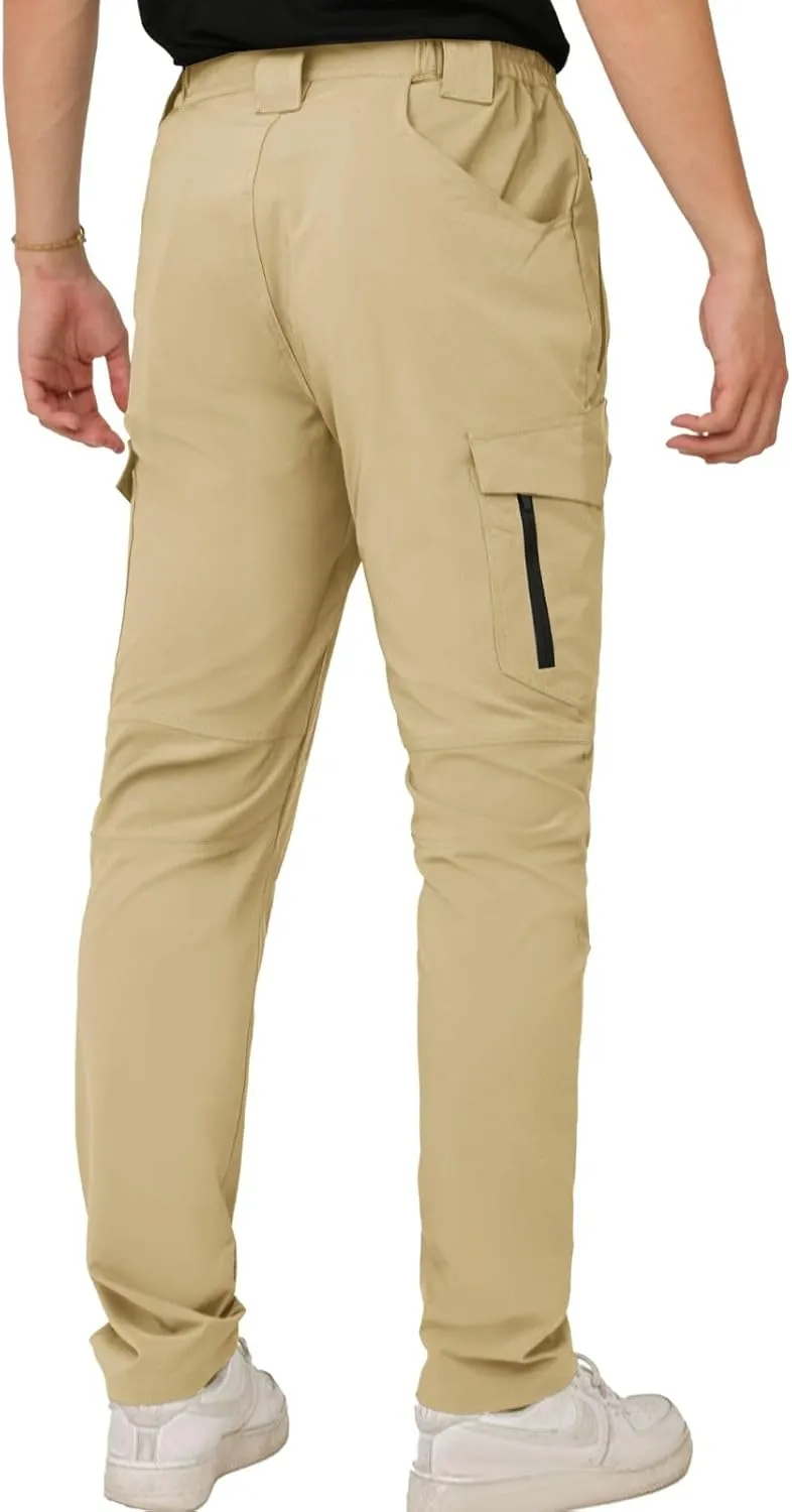 WORK IDEA Men's Hiking Pants Strench Waterproof Lightweight Outdoor Fishing Pants with Cargo Pockets