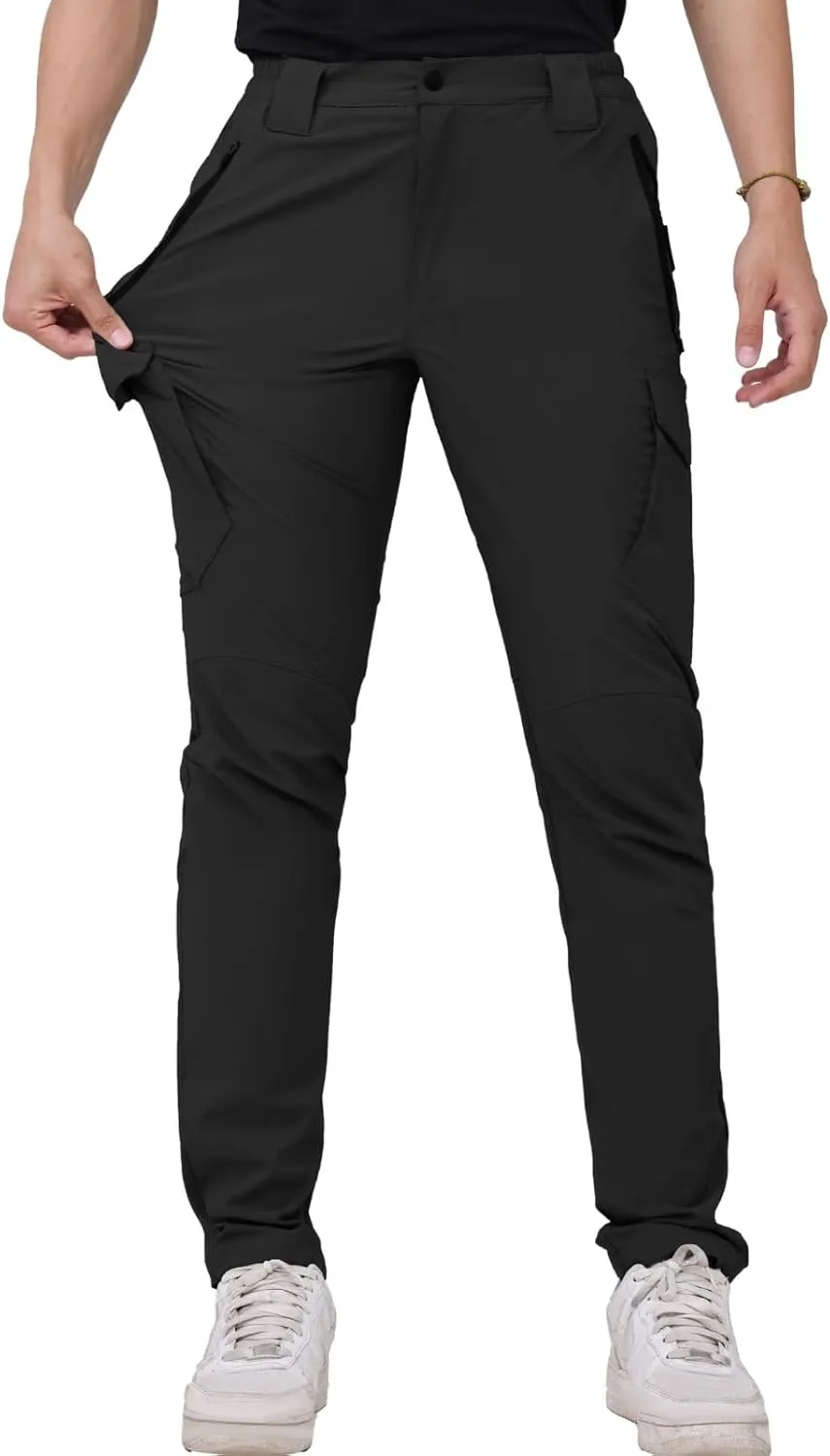 WORK IDEA Men's Hiking Pants Strench Waterproof Lightweight Outdoor Fishing Pants with Cargo Pockets