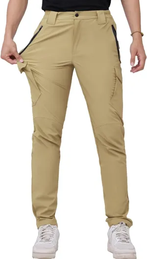WORK IDEA Men's Hiking Pants Strench Waterproof Lightweight Outdoor Fishing Pants with Cargo Pockets