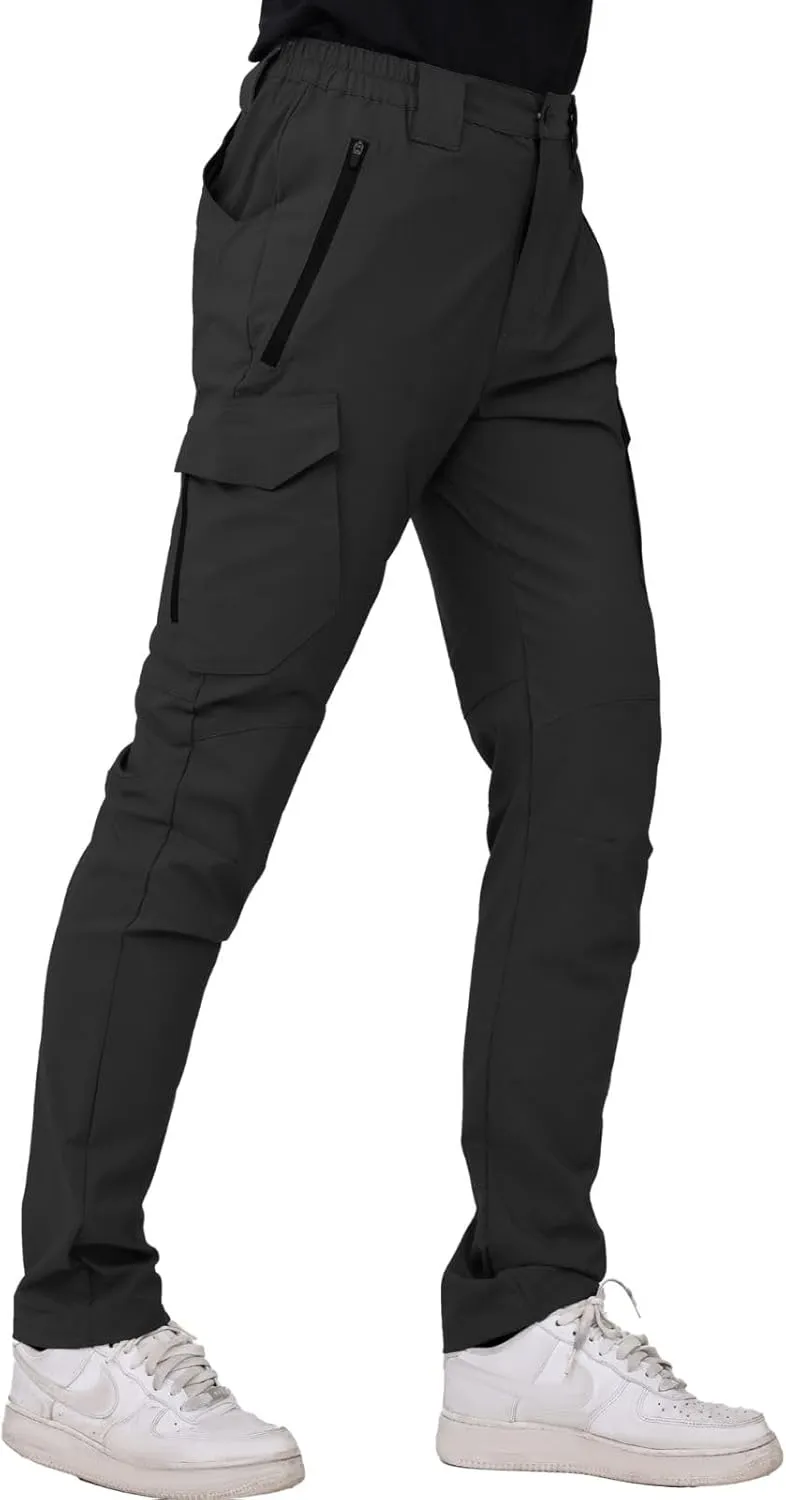 WORK IDEA Men's Hiking Pants Strench Waterproof Lightweight Outdoor Fishing Pants with Cargo Pockets