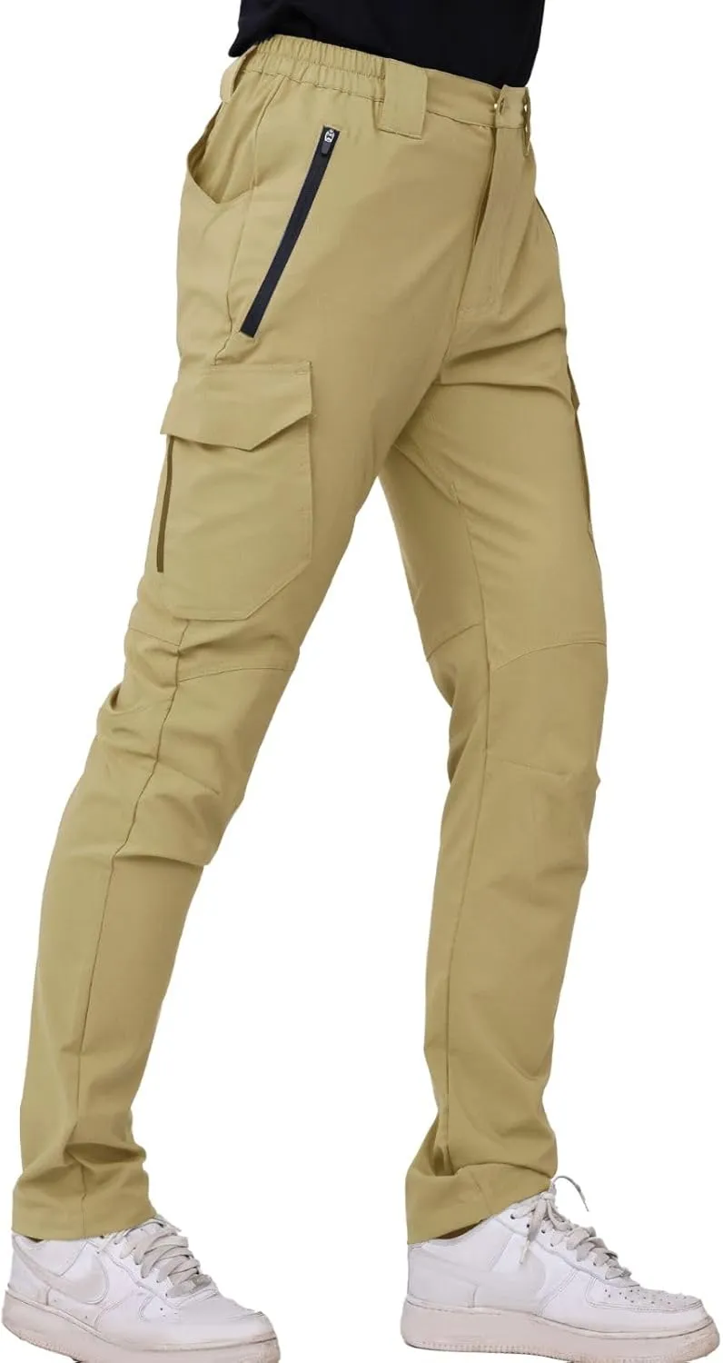 WORK IDEA Men's Hiking Pants Strench Waterproof Lightweight Outdoor Fishing Pants with Cargo Pockets