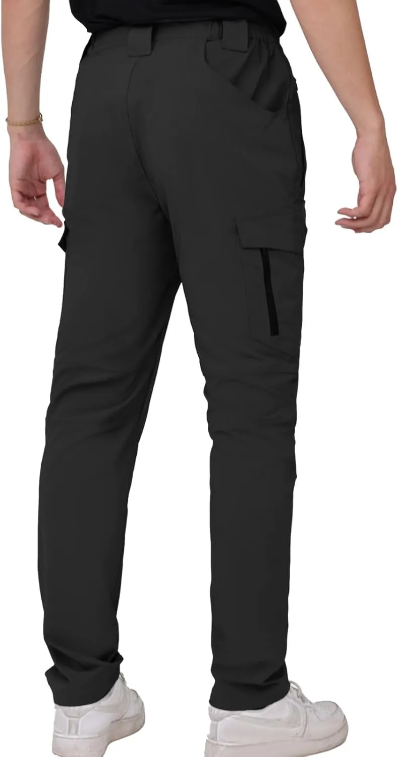 WORK IDEA Men's Hiking Pants Strench Waterproof Lightweight Outdoor Fishing Pants with Cargo Pockets