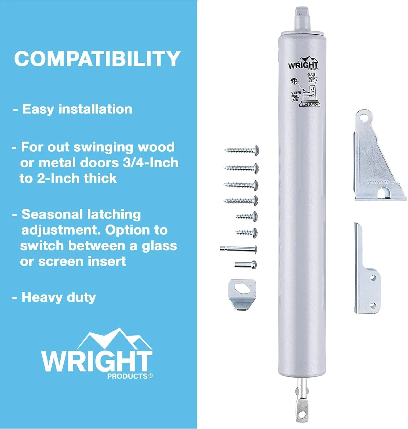 Wright Products V150 Heavy Duty Pneumatic Closer, Aluminum