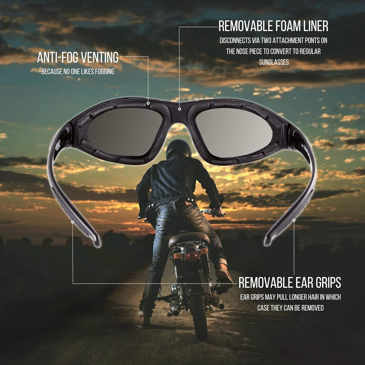 WYND Blocker Vert Motorcycle & Boating Sports Wrap Around Polarized Sunglasses