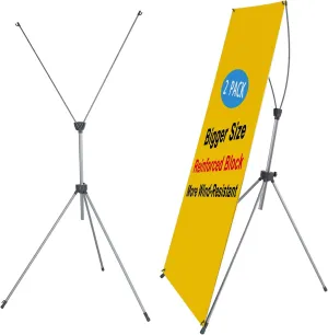 X Banner Stand, Banners & Signs for Business - 23" X 63" To 32" X 78" Adjustable Banner Holder - Portable Retractable Banner with Bag - Banner for Trade Show & Display, Pack of 2