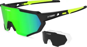 X-TIGER Polarized Sports Sunglasses with 5 Interchangeable Lenses,Mens Womens Cycling Bike Glasses,Baseball Running Fishing