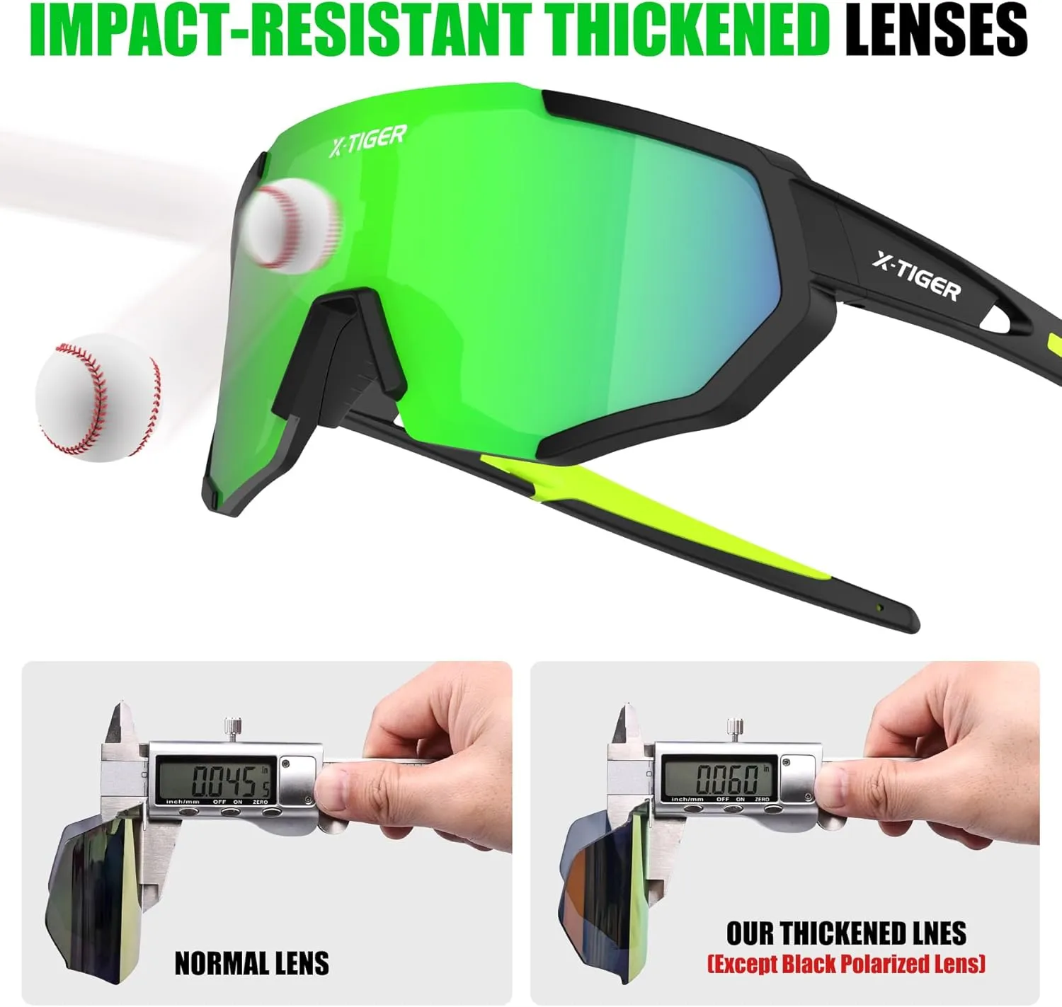 X-TIGER Polarized Sports Sunglasses with 5 Interchangeable Lenses,Mens Womens Cycling Bike Glasses,Baseball Running Fishing