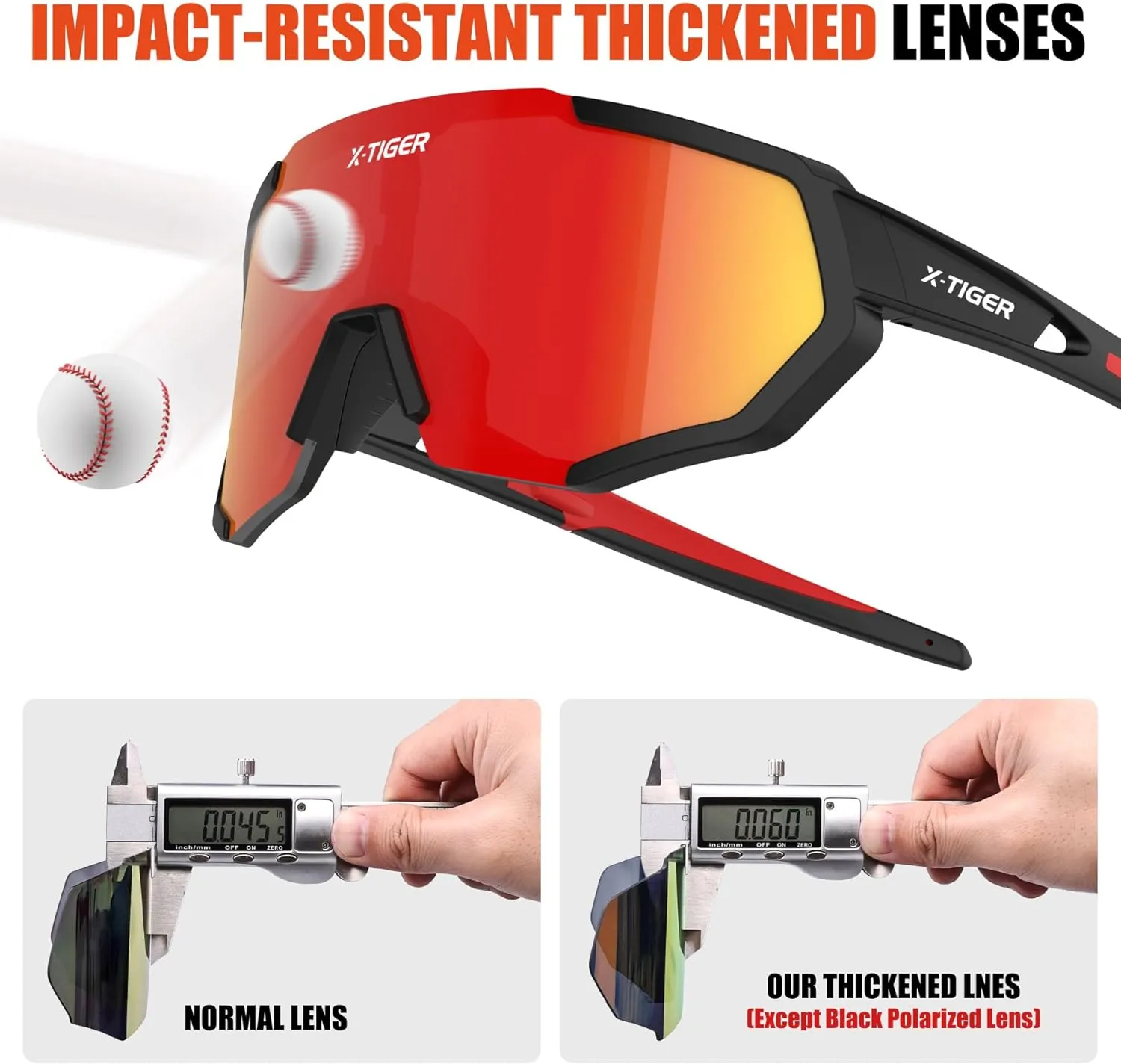 X-TIGER Polarized Sports Sunglasses with 5 Interchangeable Lenses,Mens Womens Cycling Bike Glasses,Baseball Running Fishing