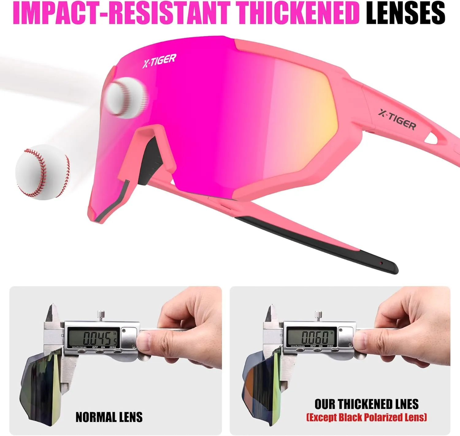 X-TIGER Polarized Sports Sunglasses with 5 Interchangeable Lenses,Mens Womens Cycling Bike Glasses,Baseball Running Fishing